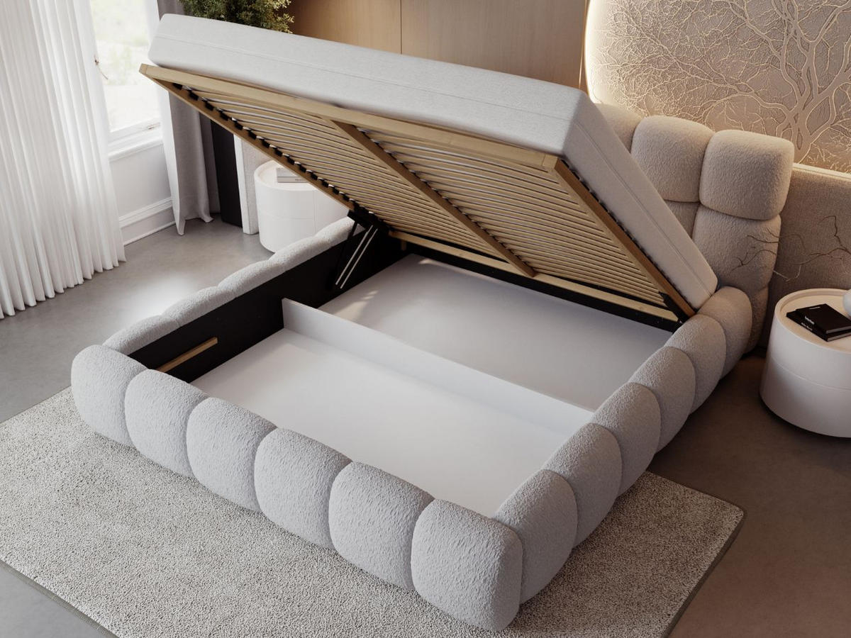 POLSTERBETT Modo 180x200 Bouclé-Stoff Grau - Grau, Textil (180/200cm) - Graingold