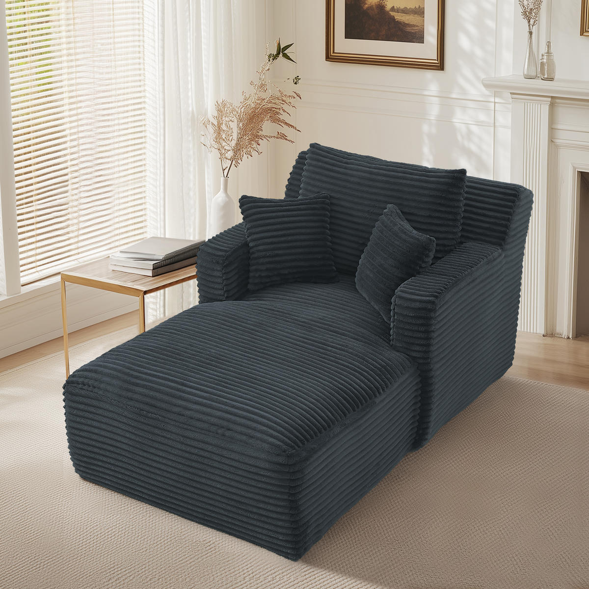 SOFA Cord Dunkelgrau - Dunkelgrau, Textil (100/82/166cm) - WISHDOR