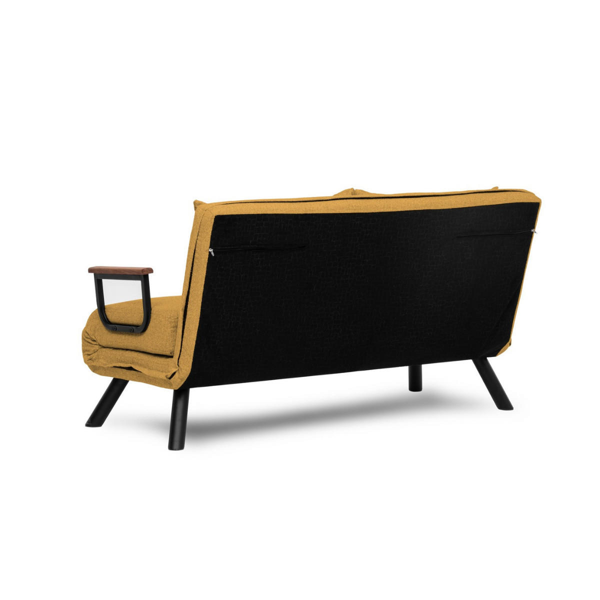 SCHLAFSOFA für 2 Personen mit Stoffbezug und Metallfüßen 133/50/41 cm - Hellgelb, Metall (50/41/133cm) - Calicosy