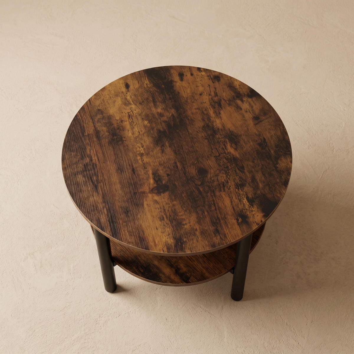 COUCHTISCH zweistöckig rund Braun 60/60/45 cm - Braun, Holzwerkstoff (60/60/45cm) - SCENA LIVING