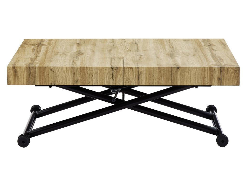 2-IN-1-TISCH ausziehbar & höhenverstellbar - MDF & Stahl - Holzfarben & Schwarz - MORIALA - Schwarz, Holz (220/90/75cm) - Vente-Unique