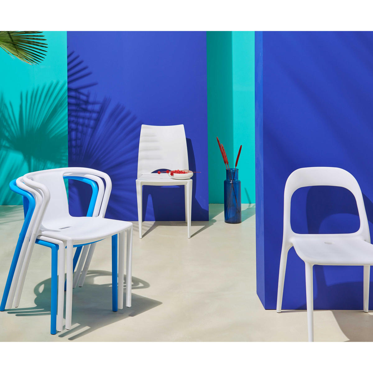 GARTENSTUHL, Blau - Blau, Kunststoff (60/80/60cm) - Oviala