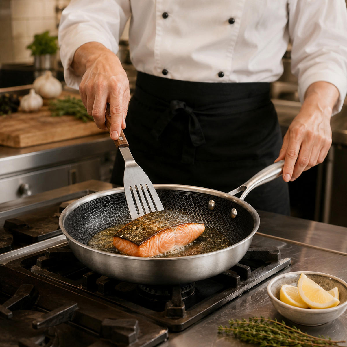 COOKINGLIFE Bratpfanne HexaCook Hybride Pfanne ø 24 cm - NON STICK - geeignet für alle Wärmequellen - keramische Antihaftbeschichtung - Grau, Metall (1/2/5cm) - Cookinglife