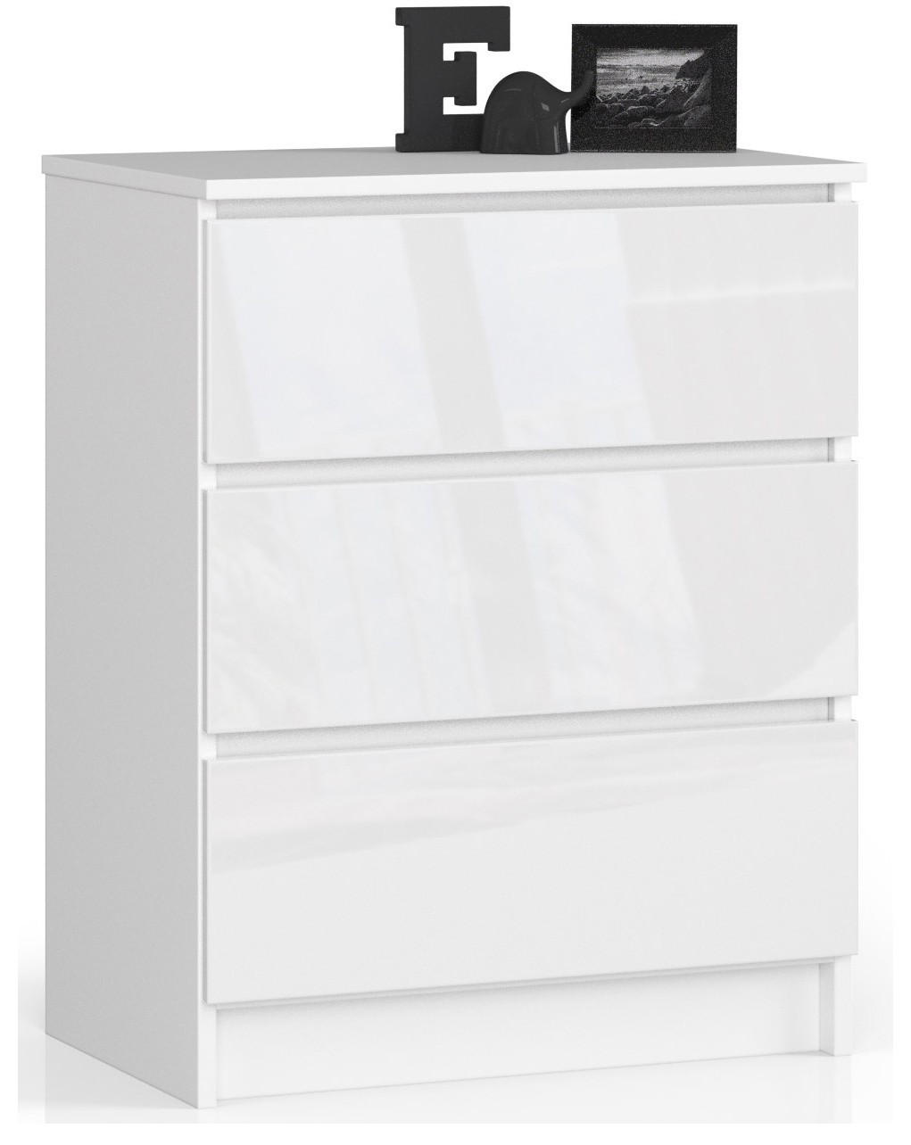 Akord Kommode Weiß, Weiß Hochglanz 60x77x40 cm
