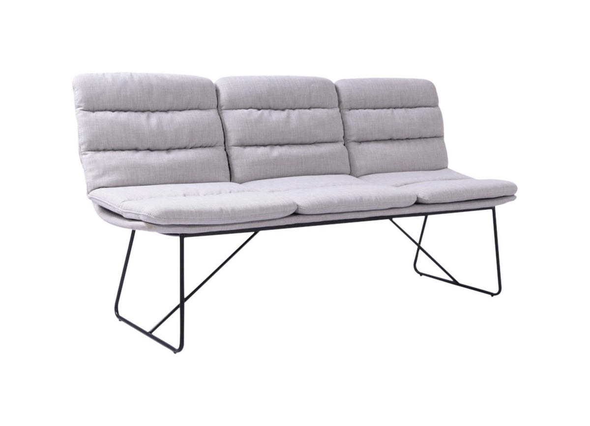 ESSZIMMERBANK VINCE Hellgrau Webstoff - Hellgrau/Schwarz, Textil (178/90/68cm) - KAWOLA