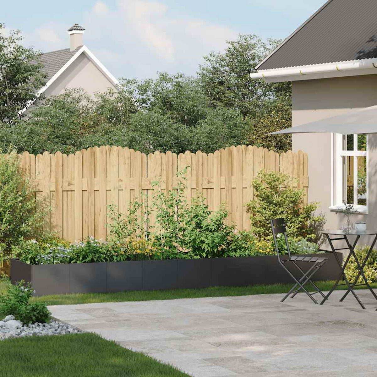 PFLANZKÜBEL Schwarz 360/80/40 Cm Stahl - Schwarz, Metall (360/40/80cm) - vidaXL