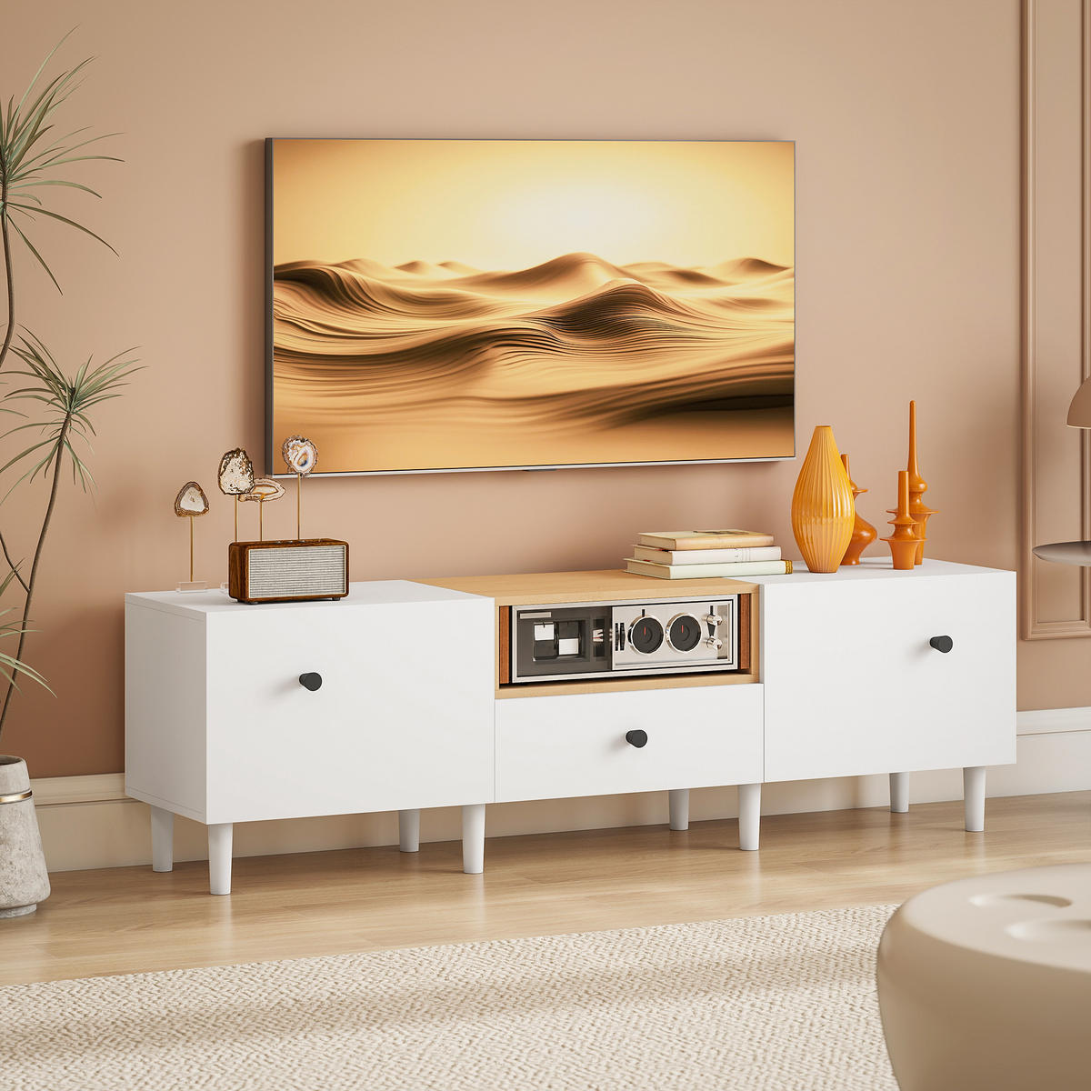 TV-MÖBEL Weiß 1 Stück - Weiß, Holzwerkstoff (150/45/35cm) - GiPP