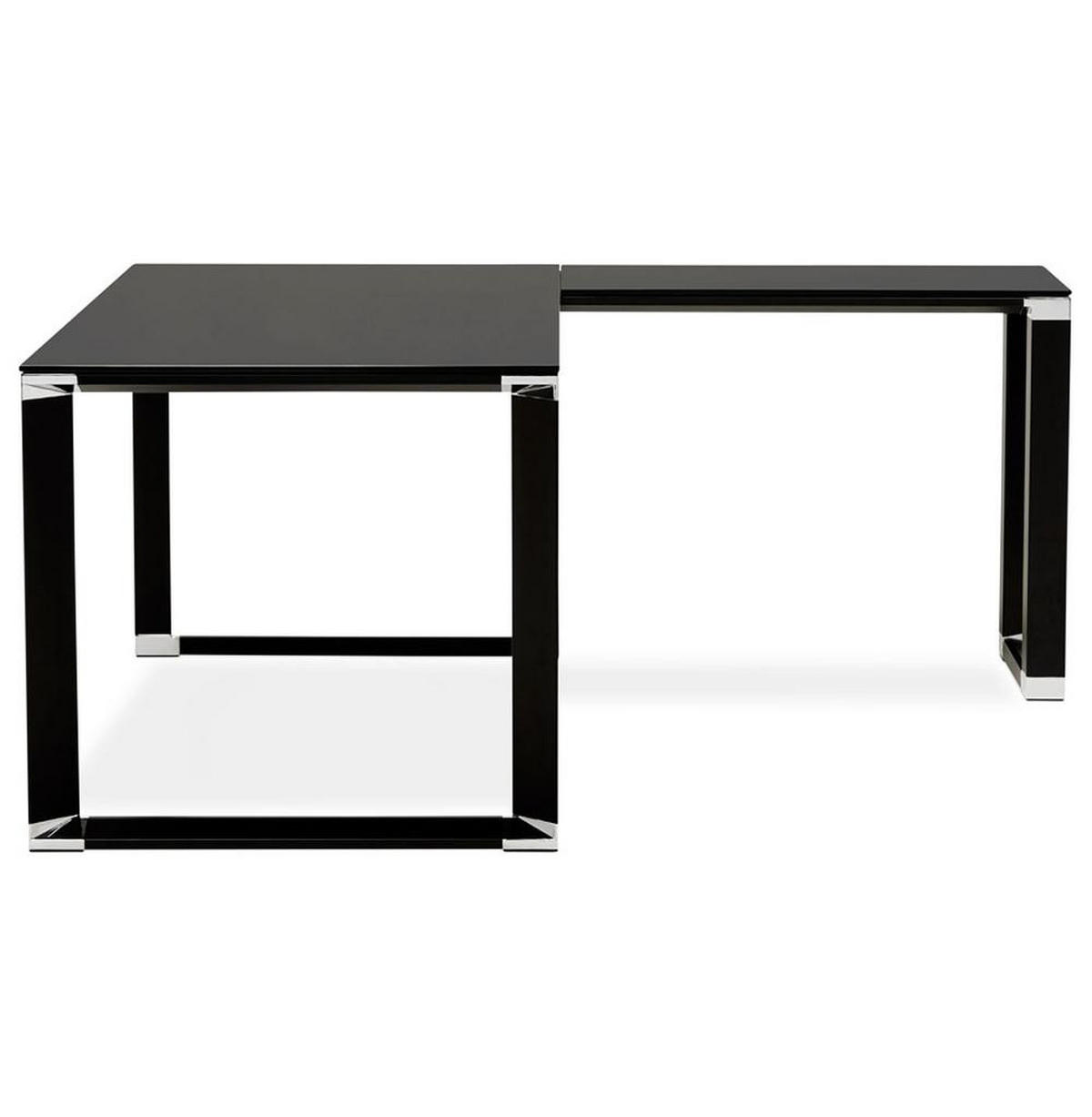 ECKSCHREIBTISCH Glas Metall Chromakzente Platzsparend KERIX, Schwarz 170x160x73 cm - Schwarz, Glas/Metall (160/170/73cm) - KADIMA DESIGN