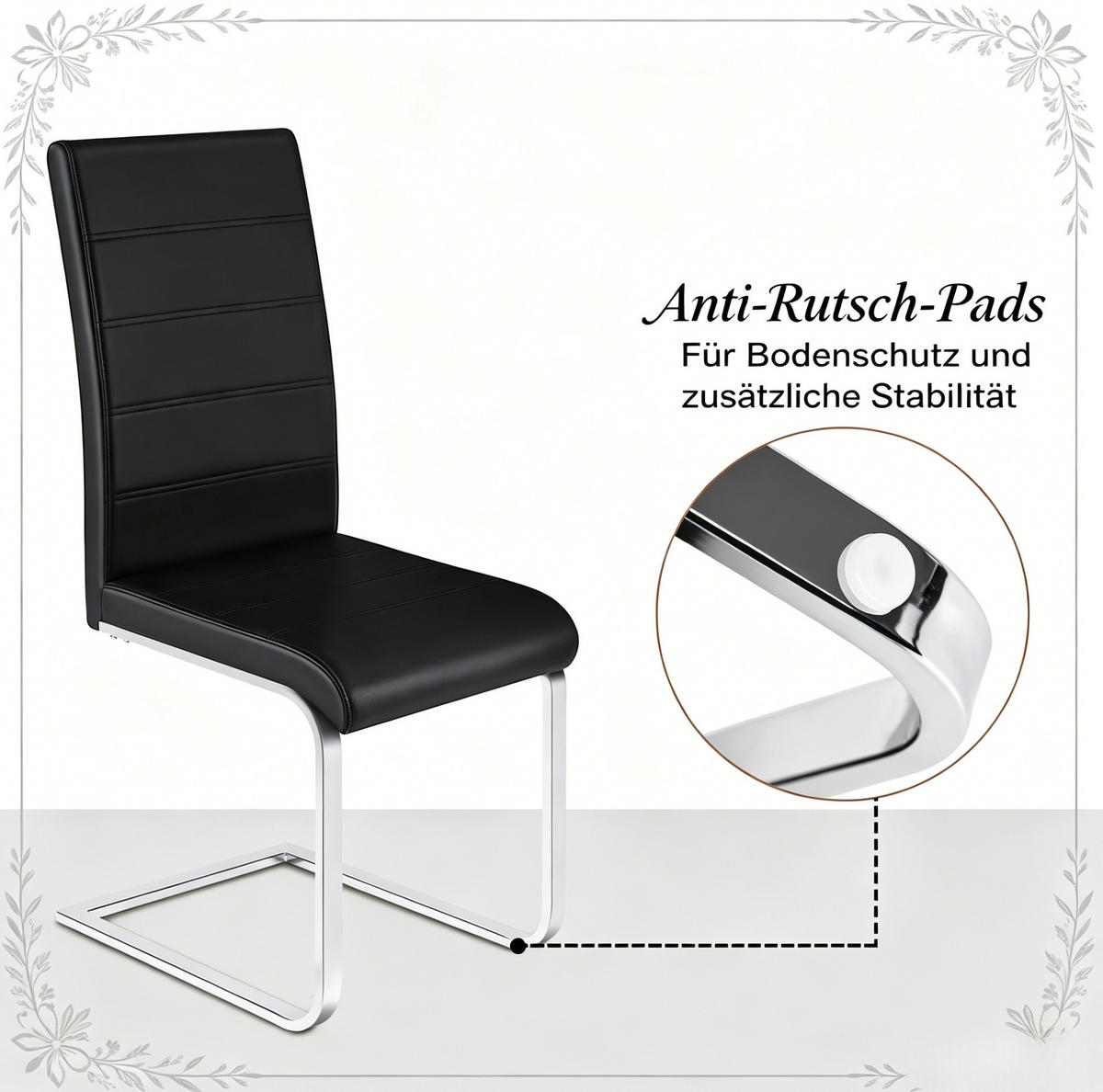 KONFERENZSTUHL 2er-Set mit hoher Rückenlehne Schwarz Metall PU - Schwarz, Metall (51/100/40cm) - Meubliv