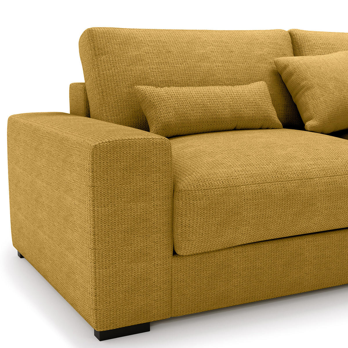 ECKSOFA mit Longchair - Gelb/Schwarz, Kunststoff/Textil (340/205cm) - home24