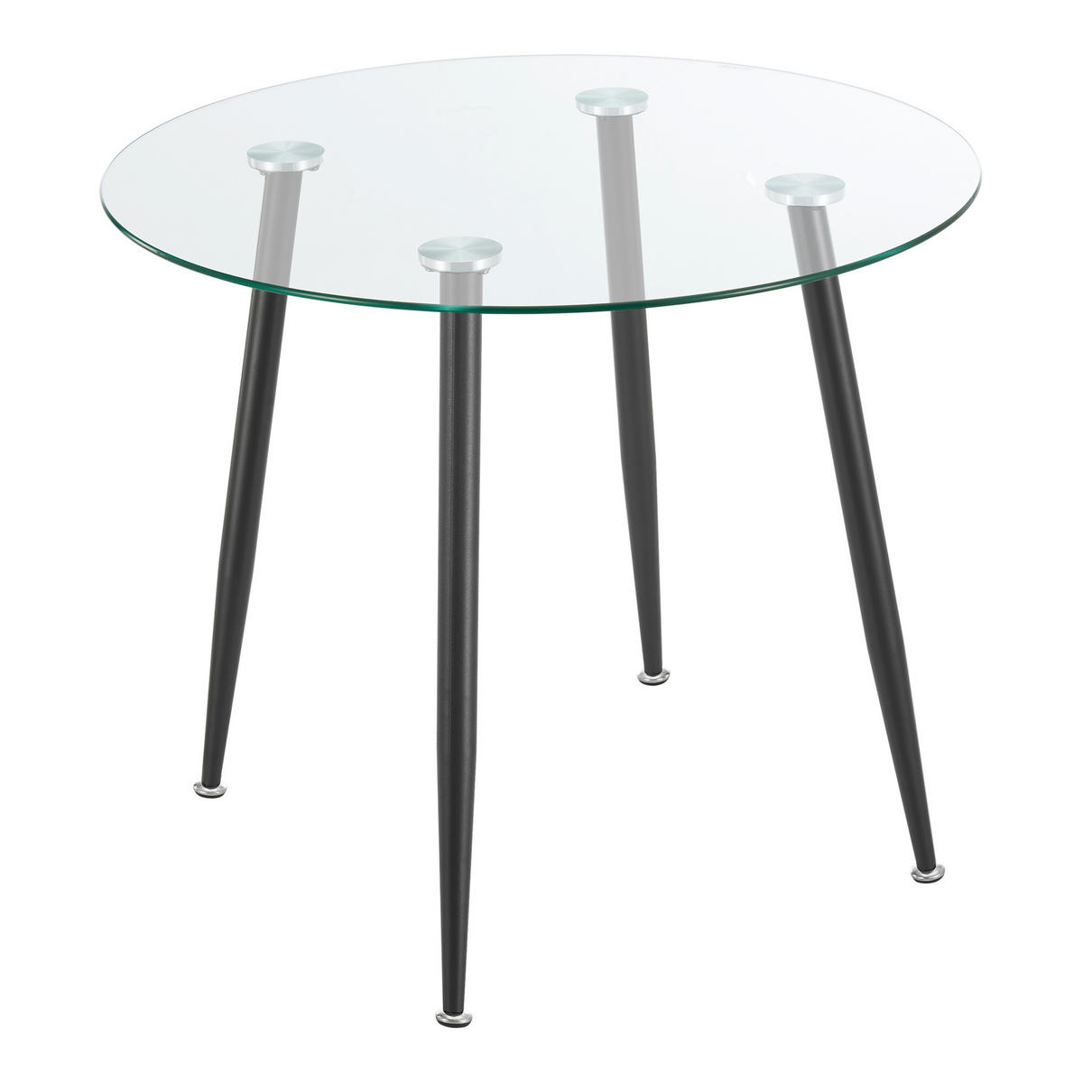 ESSTISCH Humppila - Transparent/Schwarz, Glas/Metall (80/80/75cm) - [en.casa]