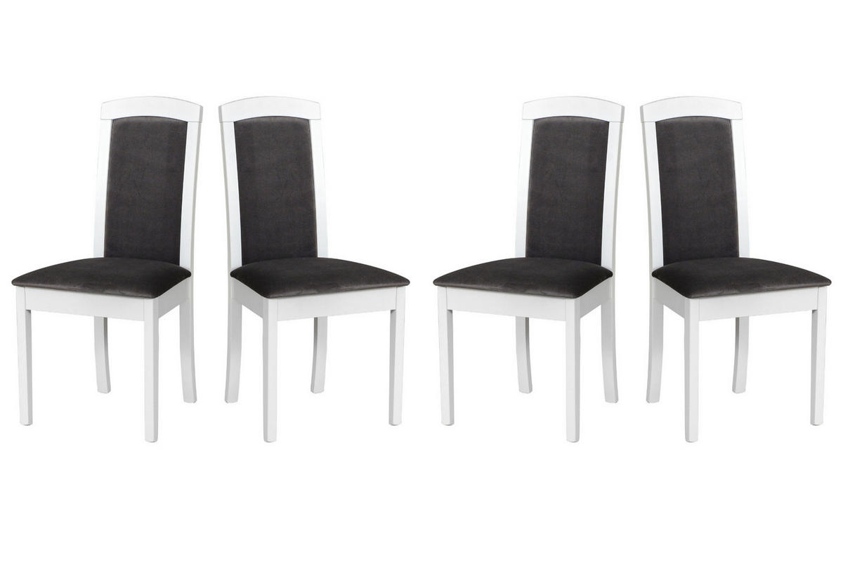 ESSZIMMERSTUHL - Set 4x Roma 8 weiss, kronos 22  - Dunkelgrau/Weiß, Holz (45/96/41cm) - Leaf Design