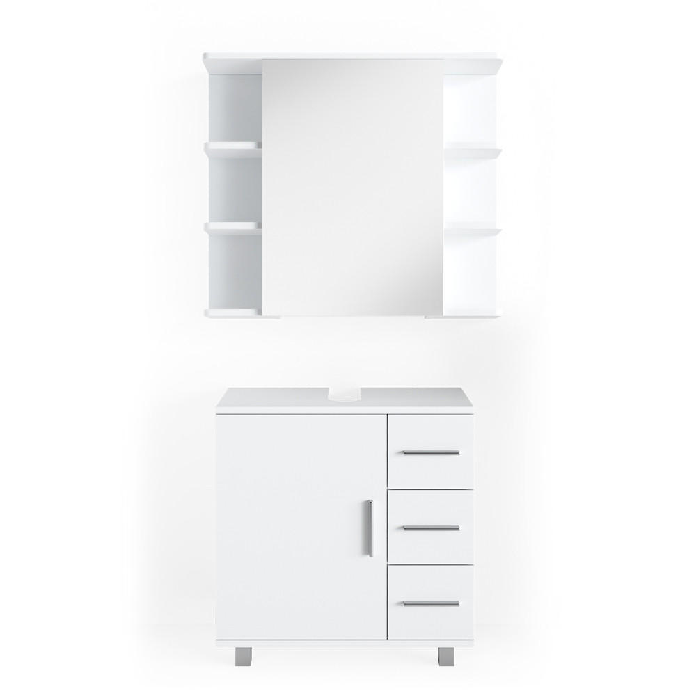 BADMÖBEL-SET Ilias Weiß 2 Teile - Weiß, Holzwerkstoff (60/60.8/33cm) - Vicco