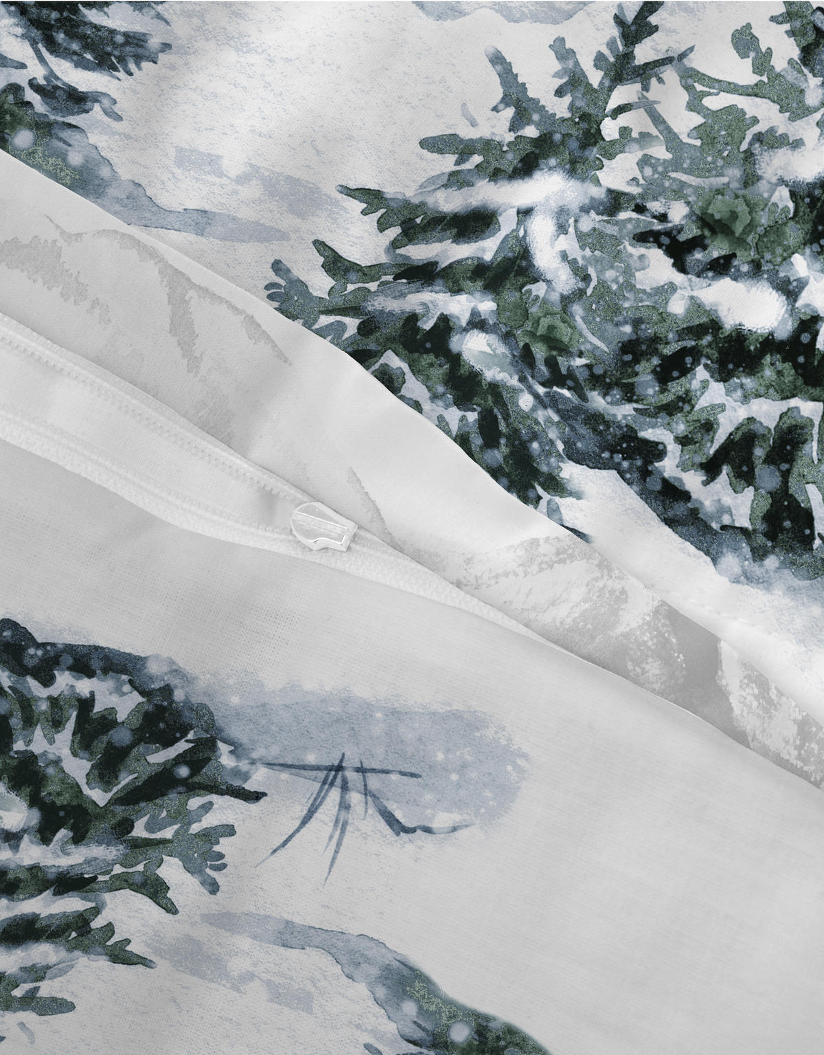 BETTWÄSCHE-GARNITUR Biber Winter taubenblau, 135x200 cm + 80x80 cm - Blaugrau, Textil (135/200cm) - Castell