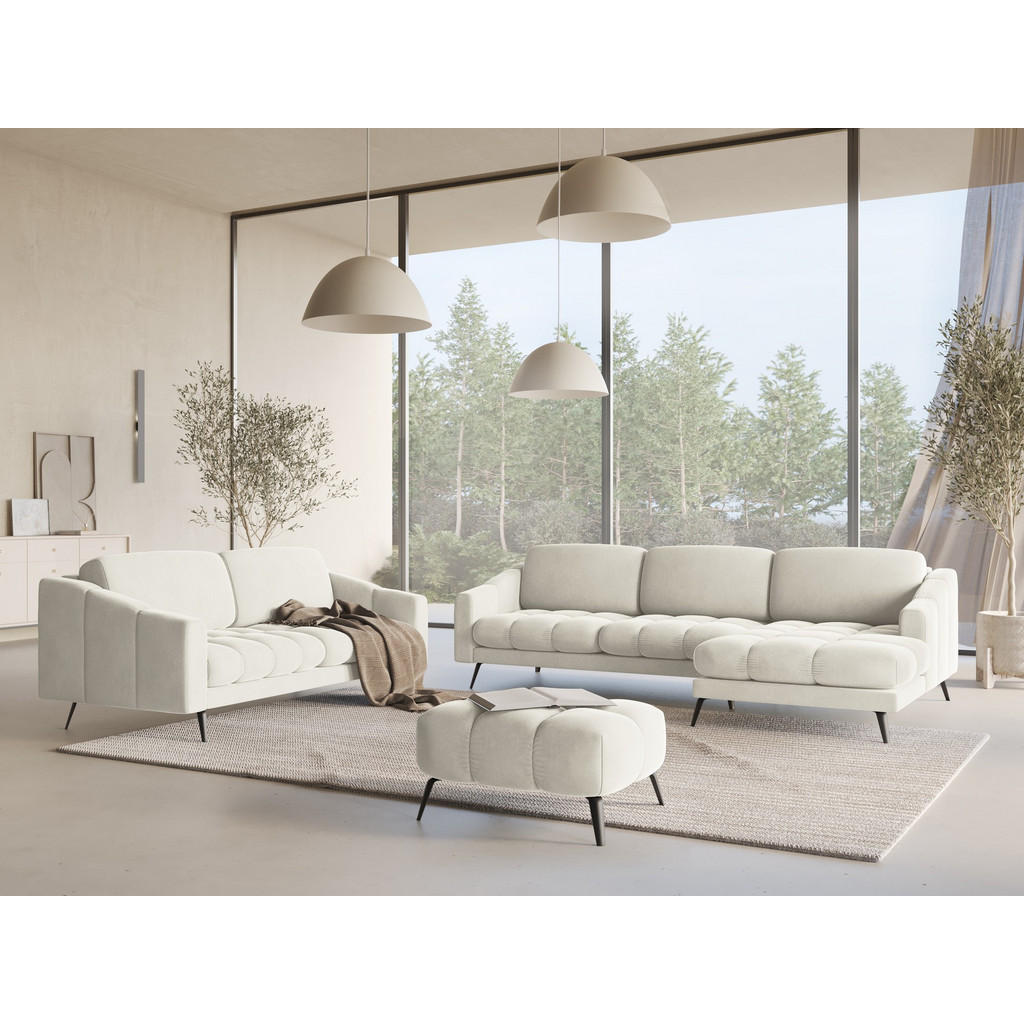 Thumbnail - Makamii 4-Sitzer-Sofa, Creme, Textil, Füllung: Schaumstoff, 238x80x95 cm, Made in EU, Wohnzimmer, Sofas & Couches, Sofas