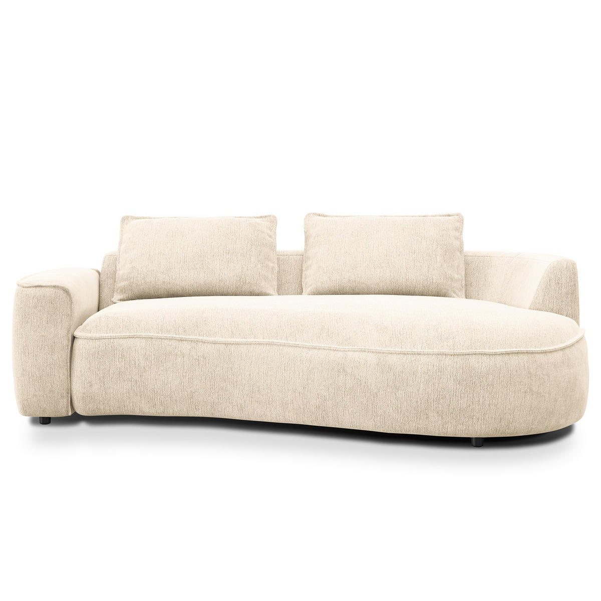 2,5-SITZER SOFA - Champagner/Schwarz, Kunststoff/Textil (217/82/146cm) - home24