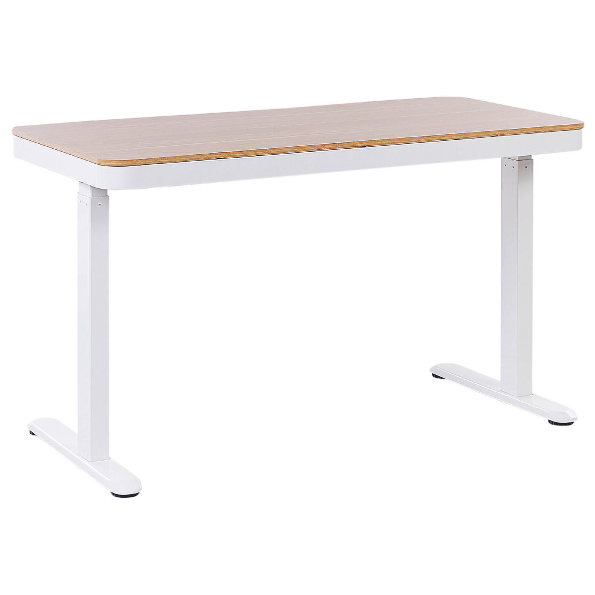 SCHREIBTISCH 120x60 cm elektrisch Weiß/Heller Holzfarbton Kenly - Hellbraun/Weiß, Holzwerkstoff (60/120/72cm) - Beliani