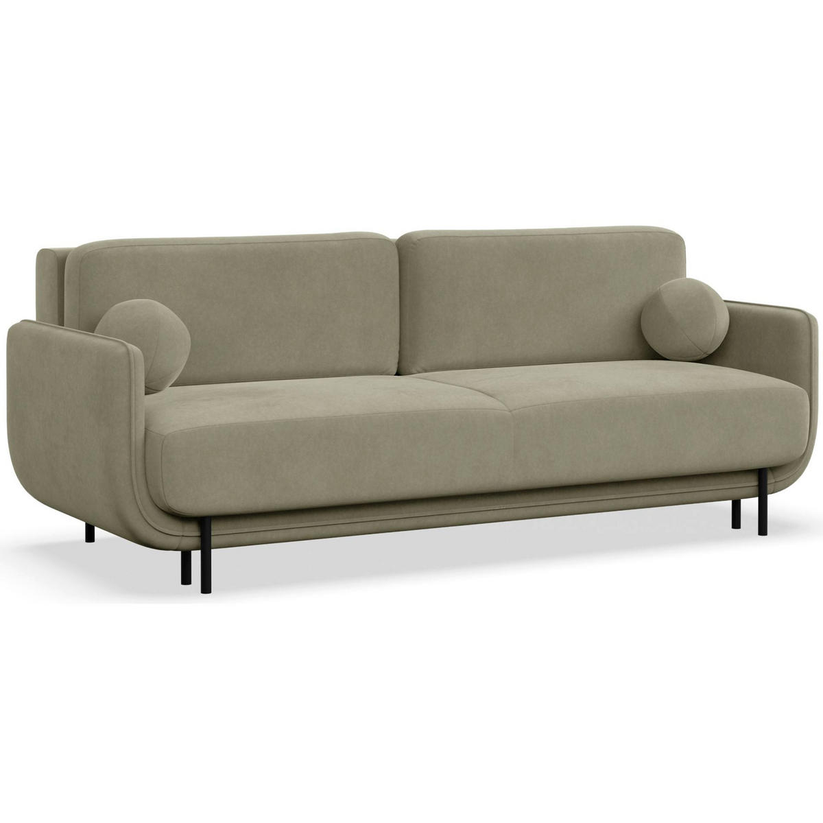 SCHLAFSOFA Ovals Salbeigrün - Schwarz/Hellgrün, Textil/Metall (236/95/96cm) - Selsey