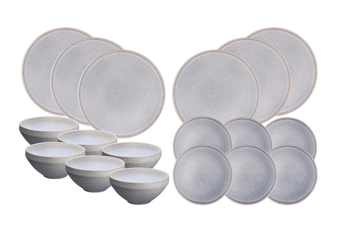 SERVICE Die Essentials Stone - 18 Teile - Mondgrau - Grau, Keramik (1/1/1cm) - Björn