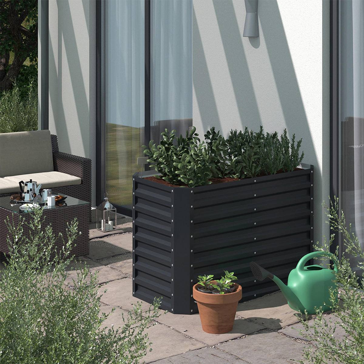 HOCHBEET Anthrazit 120 x 60 cm - Anthrazit, Metall (120/80/60cm) - OK-Living