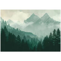 FOTOTAPETE Wald Gebirge Grün 200x140 cm - Multicolor, Papier (200/140cm) - Wallarena