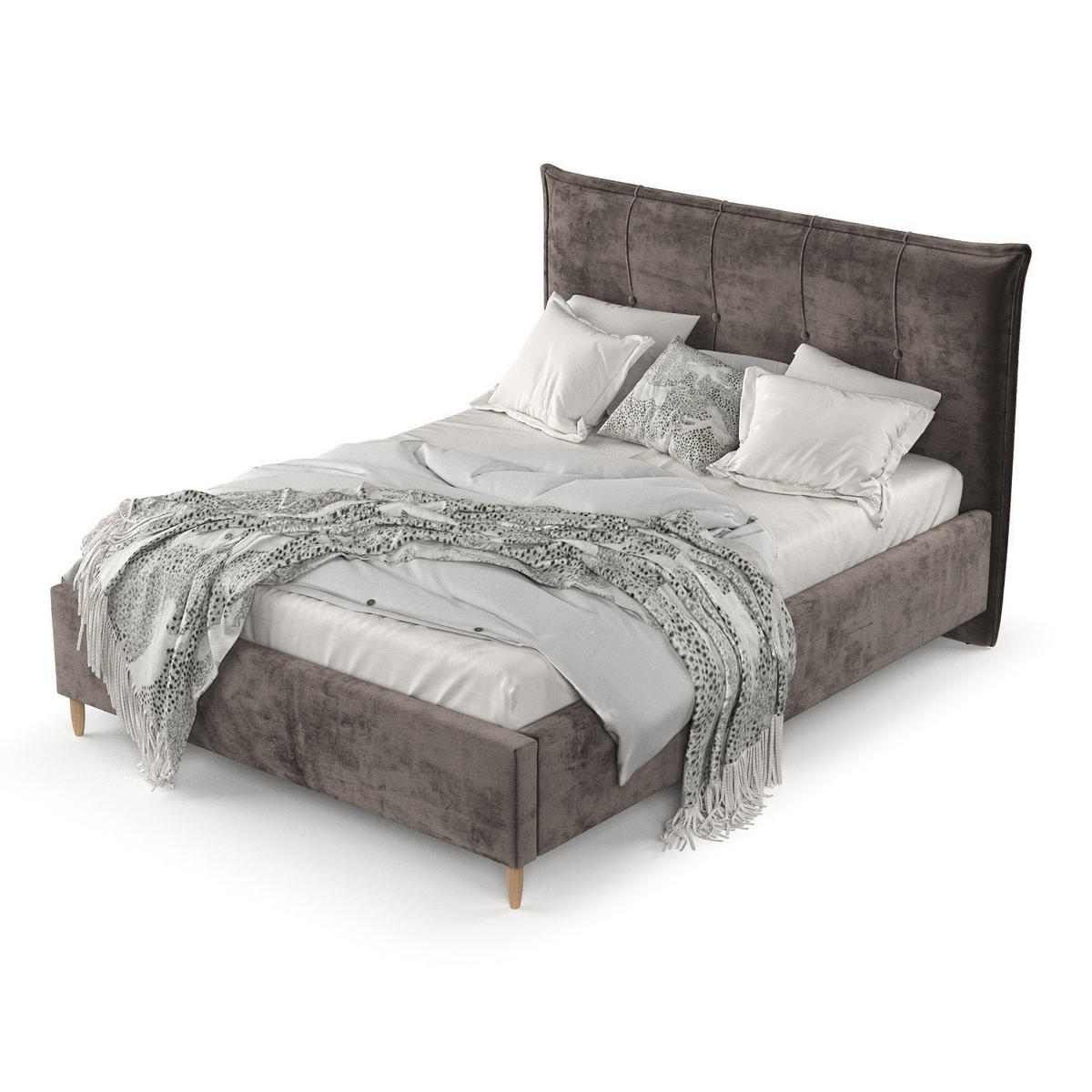 POLSTERBETT Plaza 120/200 cm Braun im Lotta Stoff - Naturfarben/Braun, Holz/Holzwerkstoff (120/200cm) - AltaBeds