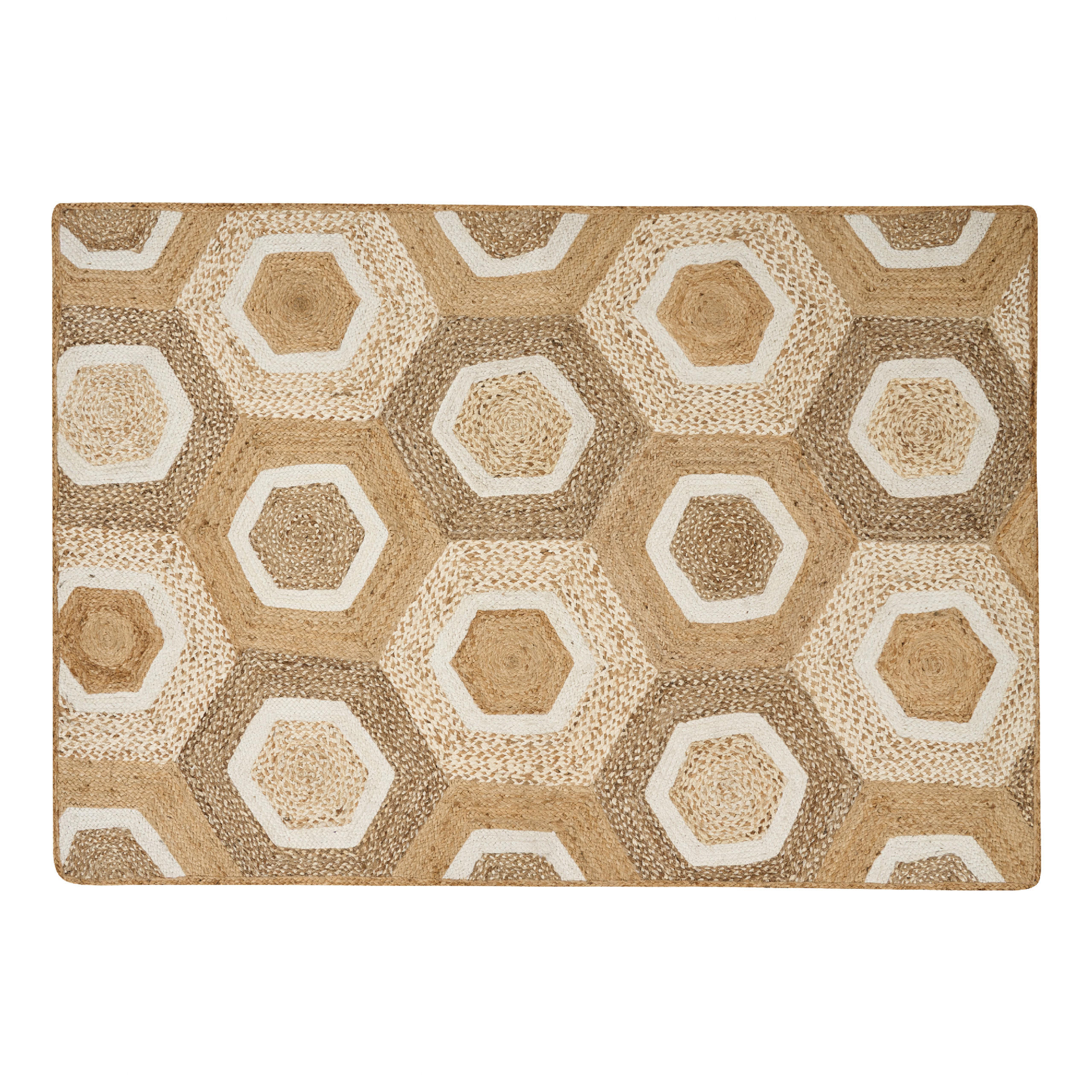 KURZFLOR-TEPPICH Beige 160/230 cm Basoren - Beige/Weiß, Naturmaterialen (160/230cm) - Beliani