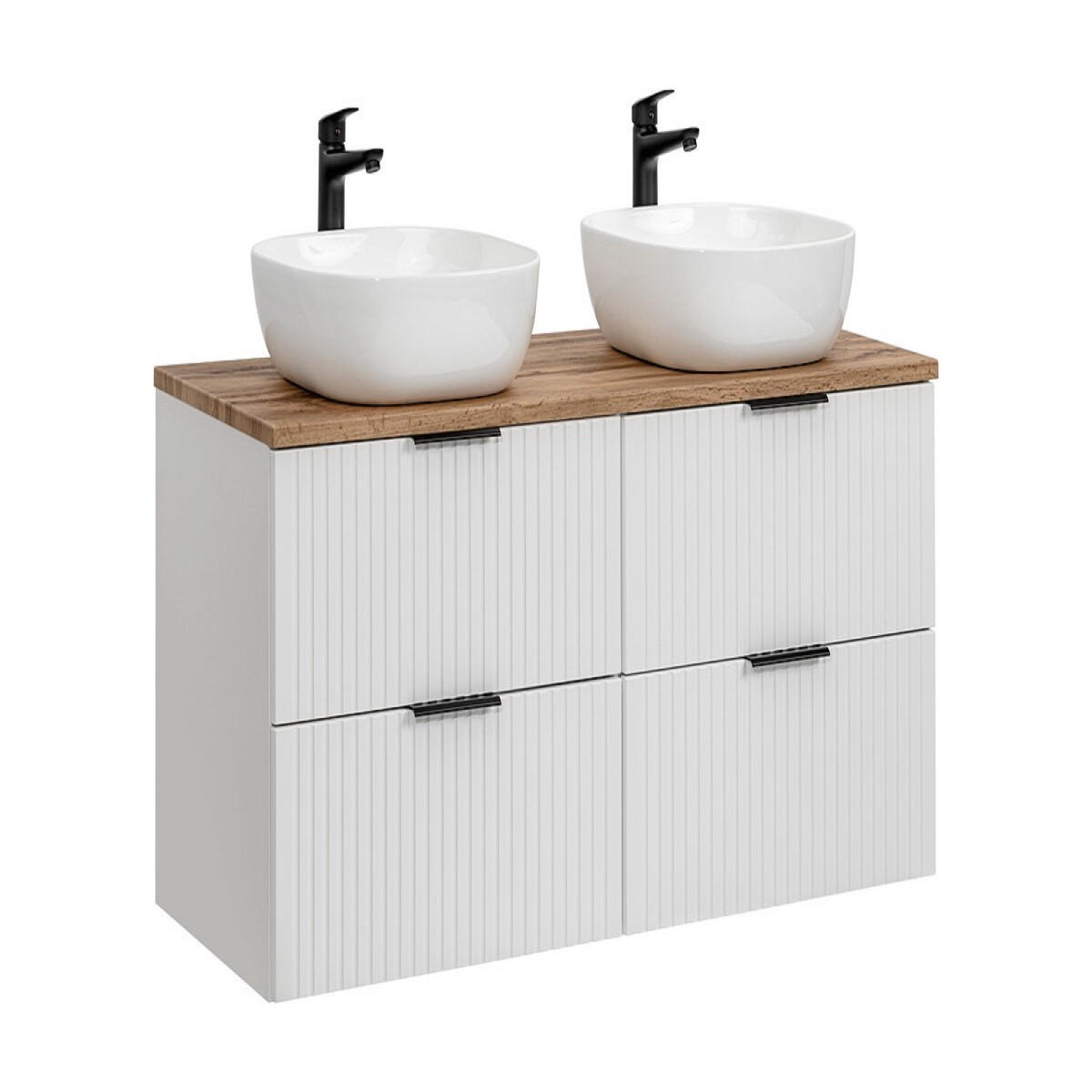 Milaros Markt Badmöbel-Set Weiß, Eiche Wotan 120x57x46.6 cm