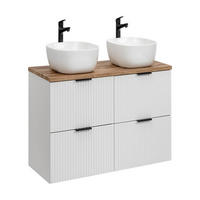 BADMÖBEL-SET 5 Teile -Adel White A BM245 in Weiß/Wotan Eiche - Eiche Wotan/Weiß, Holz (120/57/46.6cm)