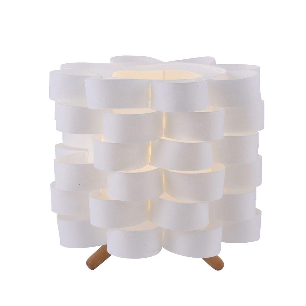 TISCHLEUCHTE Weiß mit Kabelschalter - Weiß, Holz (24/24/22cm)