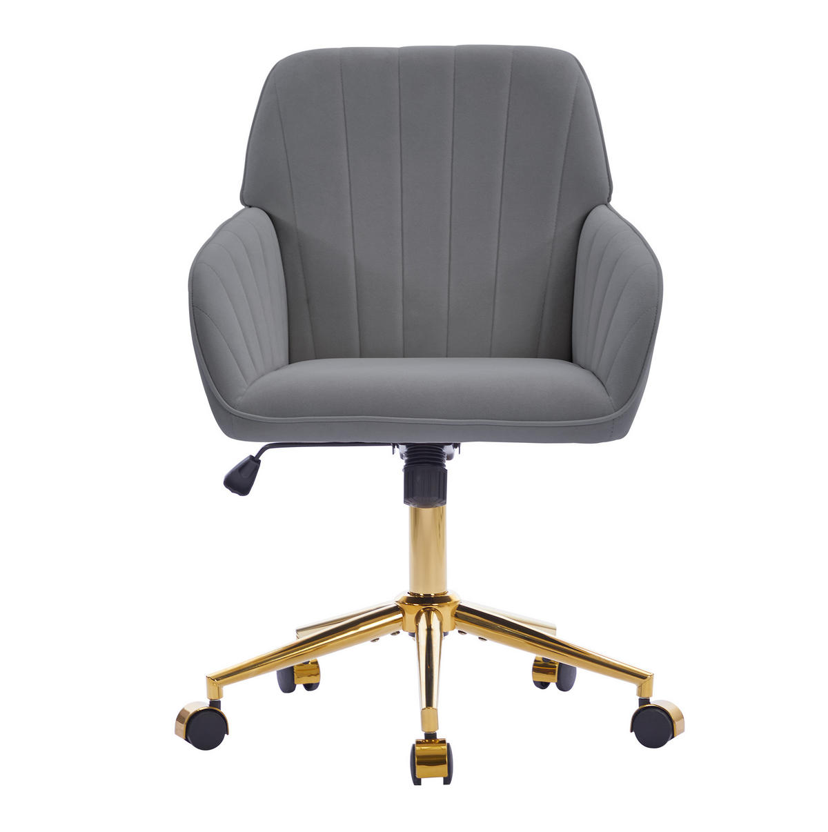 DREHSTUHL 62/60/97 cm grau aus Samt höhenverstellbar und ergonomisch - Grau, Textil (60/97/62cm) - OKWISH