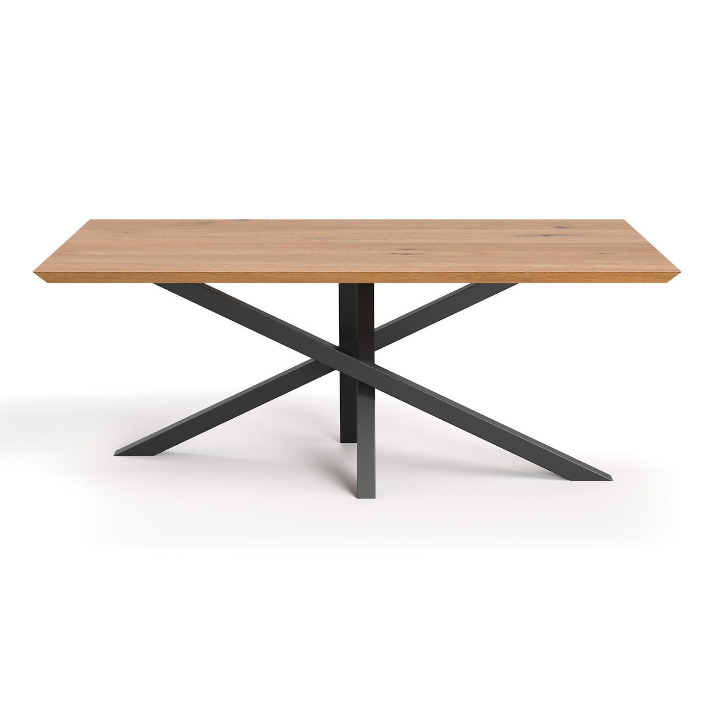 ESSTISCH Slant aus massivem Eichenholz 140x80 cm - Eichefarben/Schwarz, Holz/Metall (140/80/75cm) - Danzz