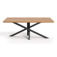 ESSTISCH Slant aus massivem Eichenholz 140x80 cm - Eichefarben/Schwarz, Holz/Metall (140/80/75cm) - Danzz