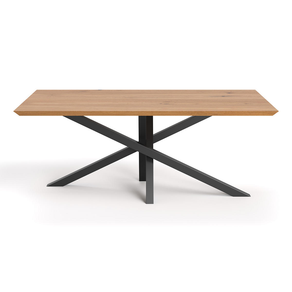 ESSTISCH Slant aus massivem Eichenholz 140x80 cm - Eichefarben/Schwarz, Holz/Metall (140/80/75cm) - Danzz