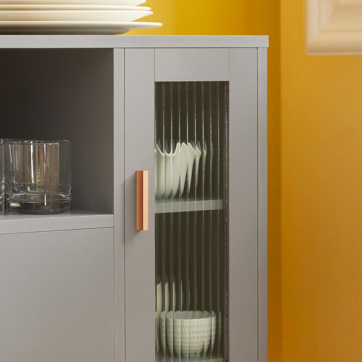 MIKROWELLENSCHRANK Grau - Grau, Glas/Holzwerkstoff (80/75/35cm) - SoBuy