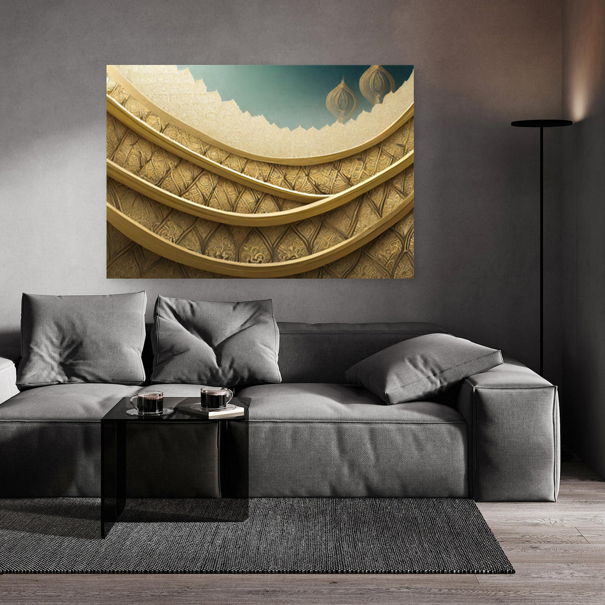 WANDBILD gold orientalische symbole - Beige, Textil (60/40cm) - Feeby