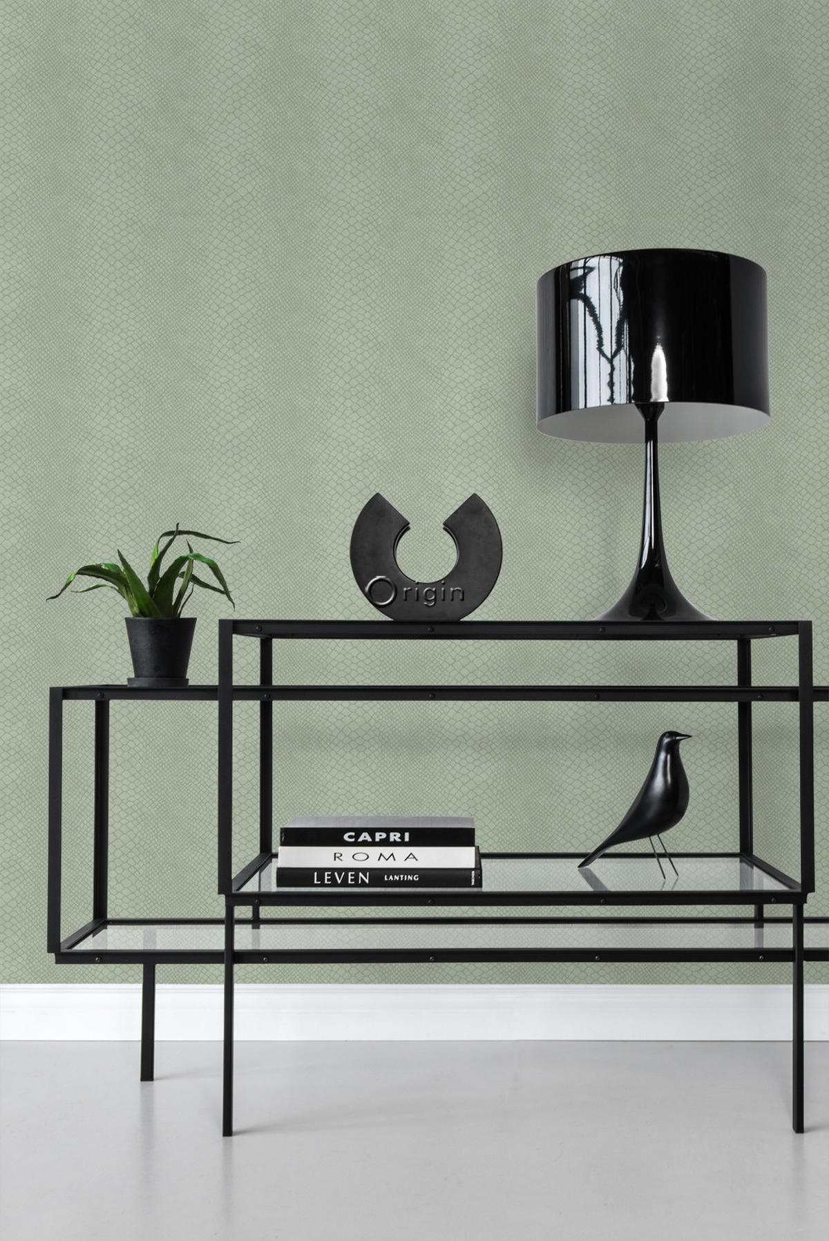 TAPETE Schlangenhaut-Motiv 53 cm x 10.05 m - Grün, Papier (53/1000cm) - Origin Wallcoverings