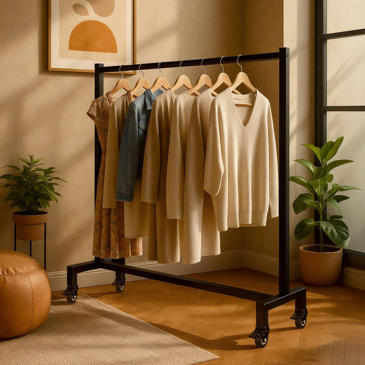 KLEIDERSTÄNDER 120x38x120-schwarz-Edelstahl - Schwarz, Metall (120/120/38cm) - CLP