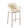 BARHOCKER Lederlook Creme - Edelstahlfarben/Creme, Textil/Metall (64/110/48cm) - CLP