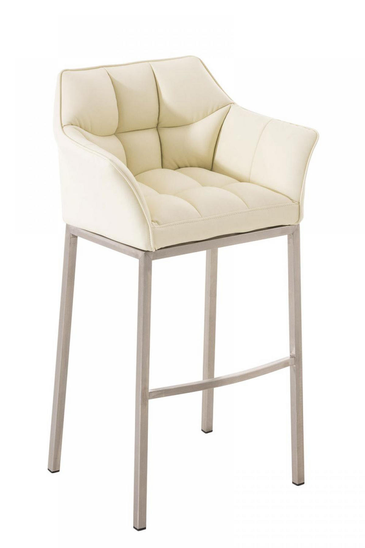 BARHOCKER Lederlook Creme - Edelstahlfarben/Creme, Textil/Metall (64/110/48cm) - CLP