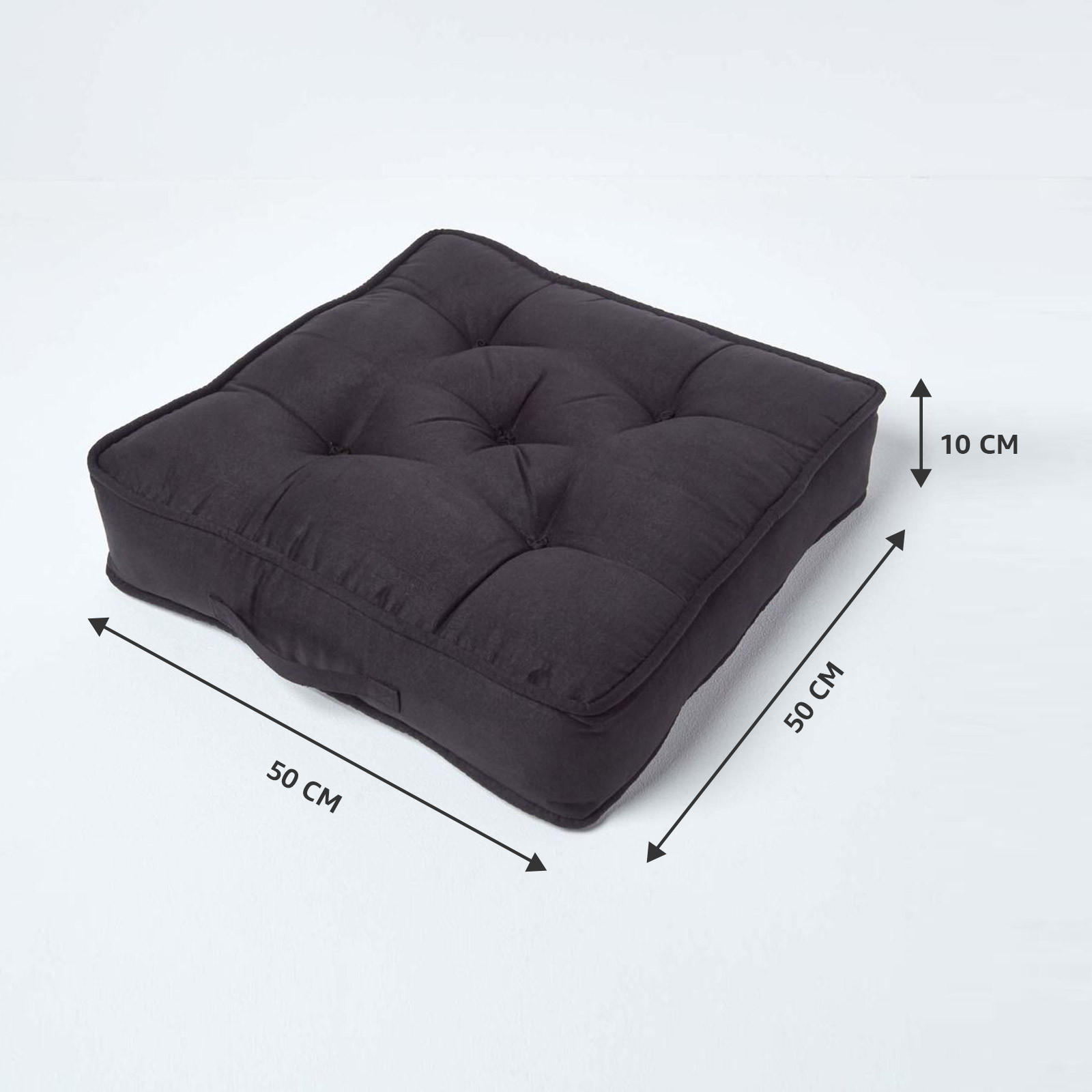 SITZKISSEN braun 50/50/10 cm – Sesselkissen, Velours - Schwarz, Textil (50/50/10cm) - Homescapes