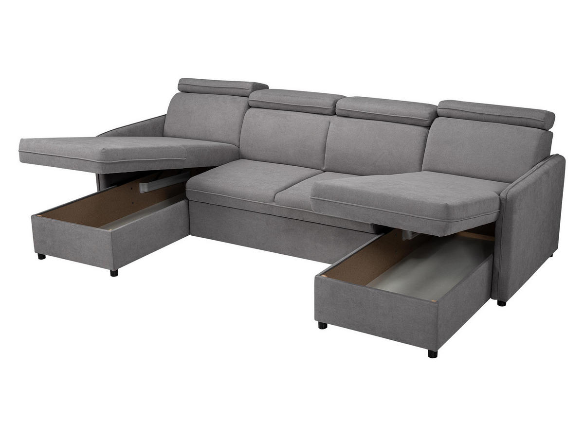 WOHNLANDSCHAFT Barcelo U - Beige/Schwarz, Holz/Textil (284/84/166cm) - MIRJAN24