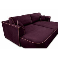 BIGSOFA COZI, Aubergine mit altrosa Keder, Matt Velvet - Aubergine, Kunststoff/Textil (240/87/180cm) - KS Home Concept