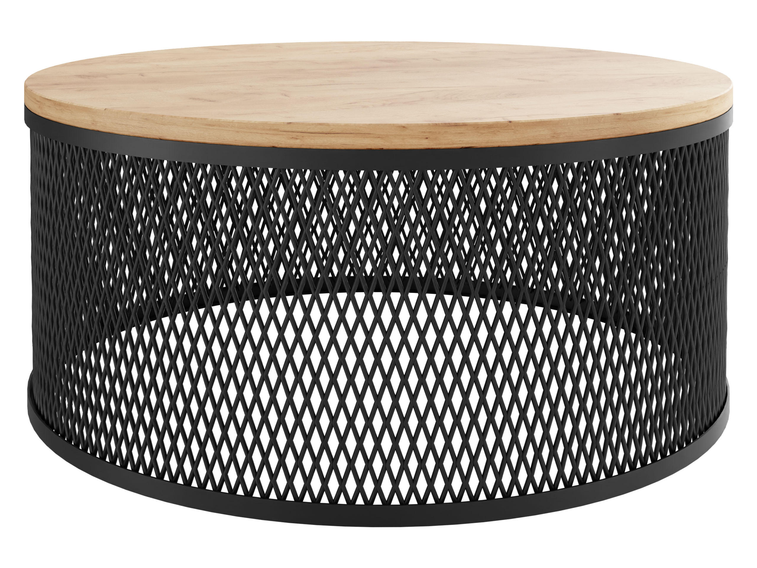 COUCHTISCH Korlew - Eichefarben/Schwarz, Holzwerkstoff/Metall (58/58/28cm) - MIRJAN24