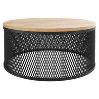 COUCHTISCH Korlew - Eichefarben/Schwarz, Holzwerkstoff/Metall (58/58/28cm) - MIRJAN24