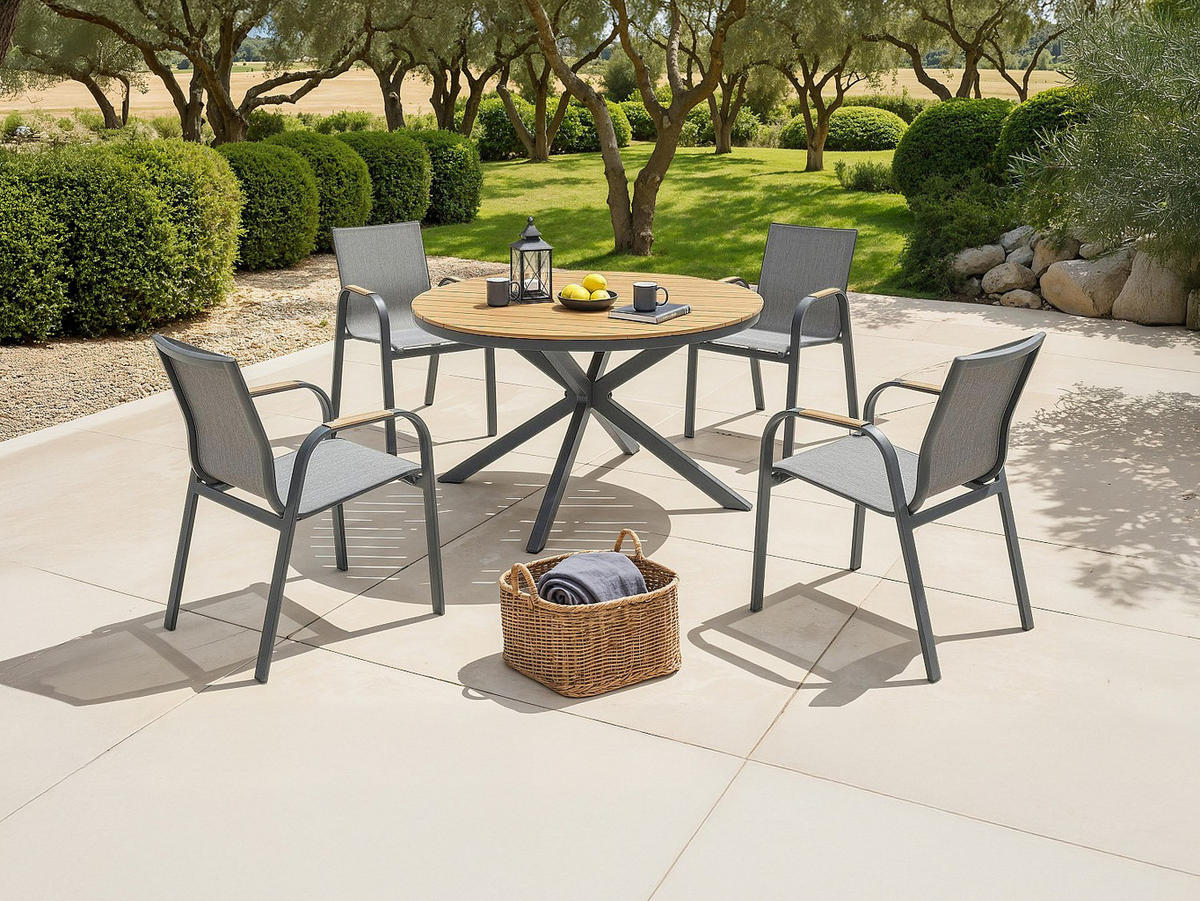 GARTENESSGRUPPE im Set - 4 -Sitzer - Aluminium - anthrazitgrau - ZEYVA - Anthrazit, Metall - Vente-Unique