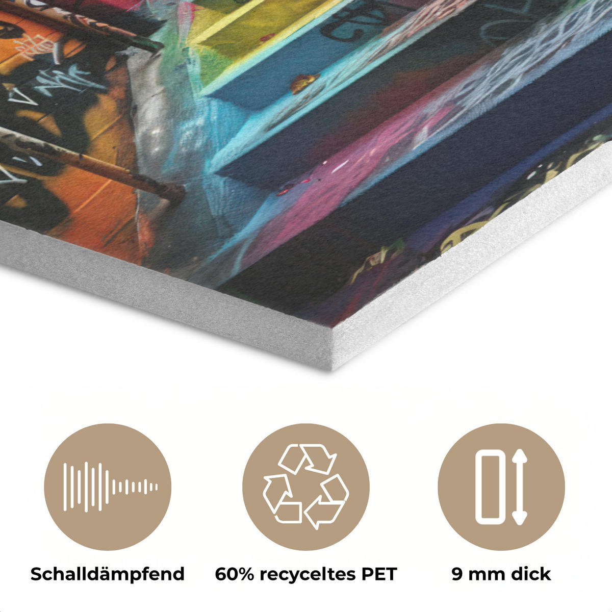 AKUSTIKBILD Treppe - Graffiti - Farben - Kunst Akustikpaneele 90x60 cm - Multicolor, Kunststoff (90/60/0.9cm) - MuchoWow