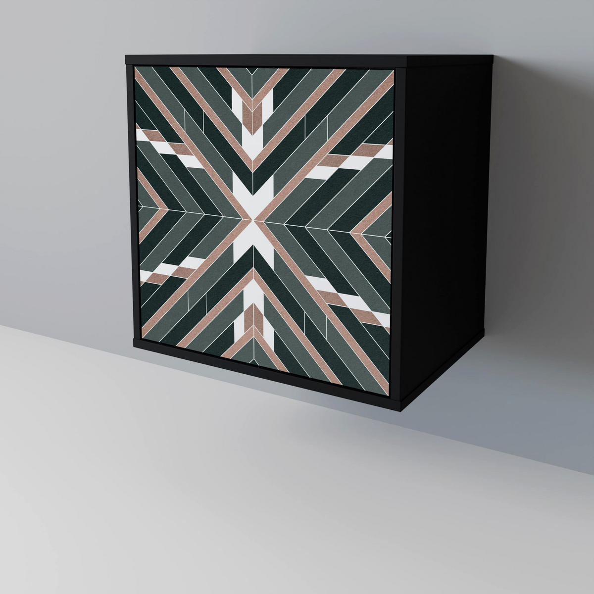SIDEBOARD DIMENSION DELIGHTS, Schwarz, 57,5x42x70,5 cm, Schwarze Metall-Sternfüße - Multicolor/Schwarz, Holzwerkstoff/Metall (57.5/70.5/42cm) - SpaceRebels