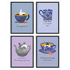 POSTER Set mit 4 Gelassenheit Abbildungen zu Tee und Kaffeeliebhabern A3 Rahmenlos - Klar, Papier (29.7/3cm) - Nacnic