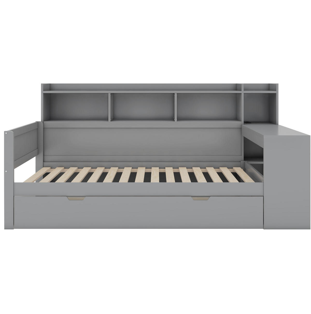 POSTEĽ s písacím stolom, 90/200 cm, sivá, z drevotriesky a MDF - sivá, kompozitné drevo (90/200cm) - BEAOK